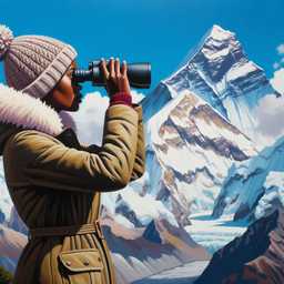 someone gazing at Mount Everest, acrylic painting generated by DALL·E 2